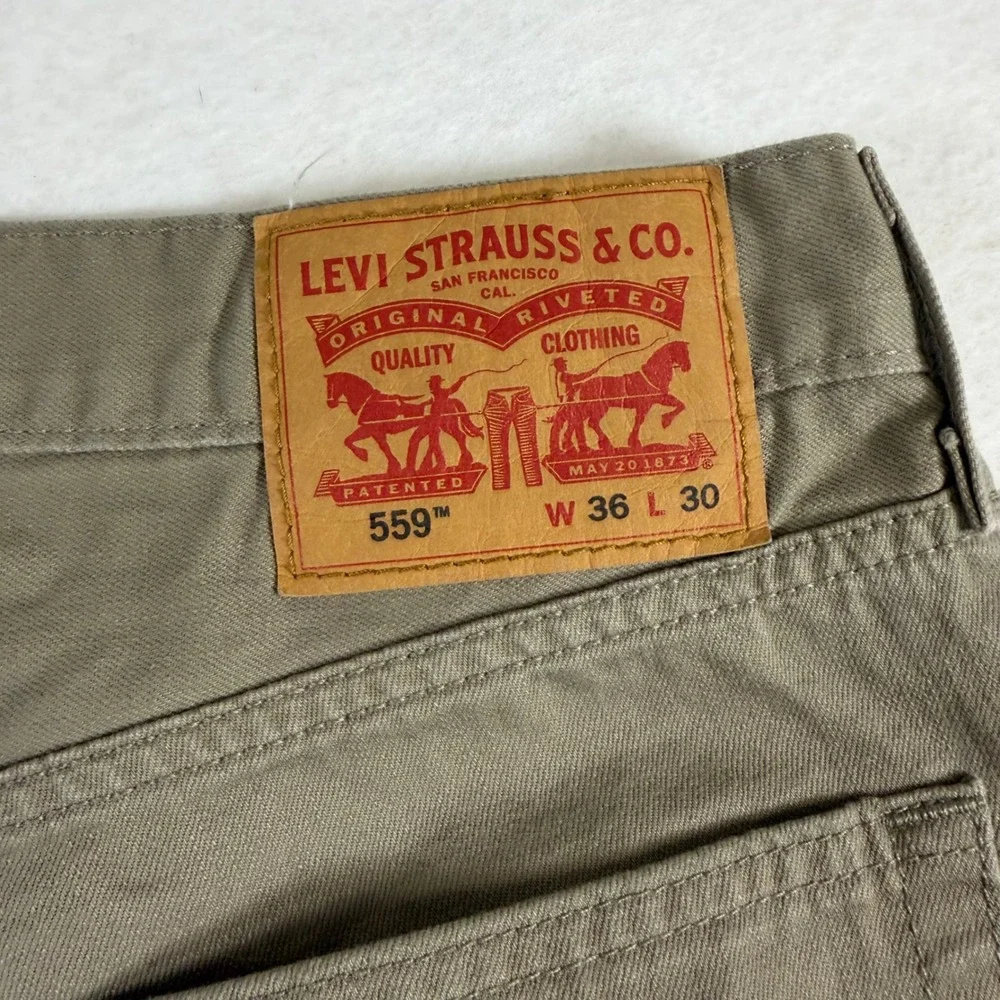 Levis 559 Relaxed Straight Jeans Mens 36x30 Tan Khaki Cotton Canvas Pants 8023